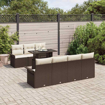 Garten-Sofa-Set mit Kissen 8 pcs Braun Poly Rattan