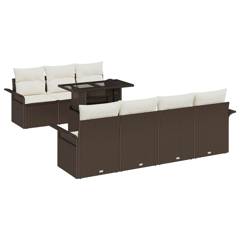 Garten-Sofa-Set mit Kissen 8 pcs Braun Poly Rattan