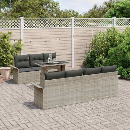 Garten-Sofa-Set mit Kissen 8 pcs Hellgrau Poly Rattan