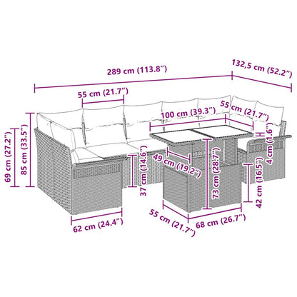 Garten-Sofa-Set mit Kissen 8 pcs Braun Poly Rattan