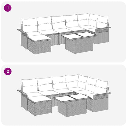 Garten-Sofa-Set mit Kissen 8 pcs Grau Poly Rattan