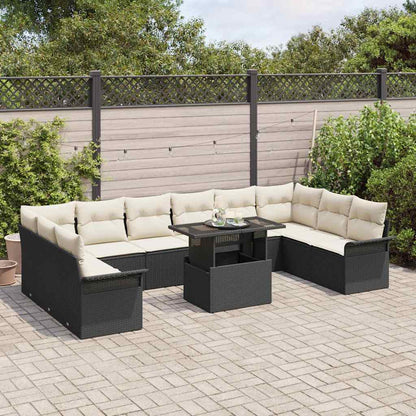 Garten-Sofa-Set mit Kissen 11 pcs Schwarz Poly Rattan