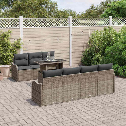 Garten-Sofa-Set mit Kissen 8 pcs Grau Poly Rattan