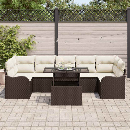 Garten-Sofa-Set mit Kissen 8 pcs Braun Poly Rattan