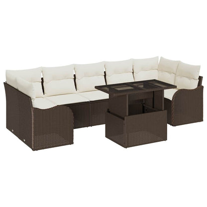 Garten-Sofa-Set mit Kissen 8 pcs Braun Poly Rattan
