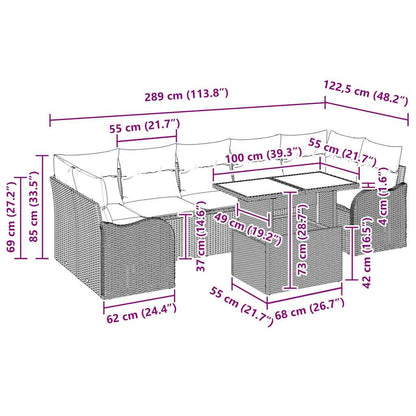 Garten-Sofa-Set mit Kissen 8 pcs Hellgrau Poly Rattan