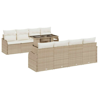 Gartensofa-set mit Kissen 7 pcs Beige Poly-Rattan