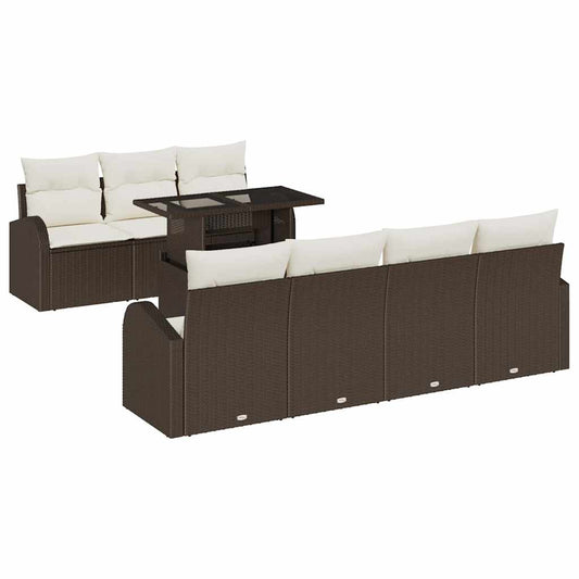 Garten-Sofa-Set mit Kissen 8 pcs Braun Poly Rattan