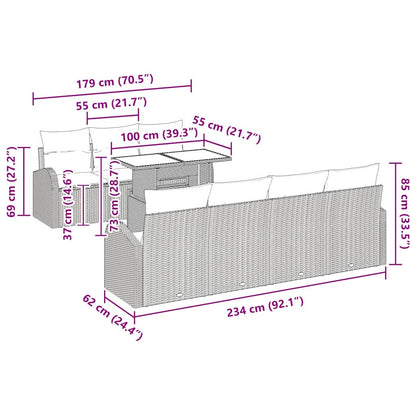 Garten-Sofa-Set mit Kissen 8 pcs Braun Poly Rattan