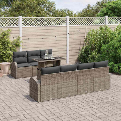 Garten-Sofa-Set mit Kissen 8 pcs Grau Poly Rattan