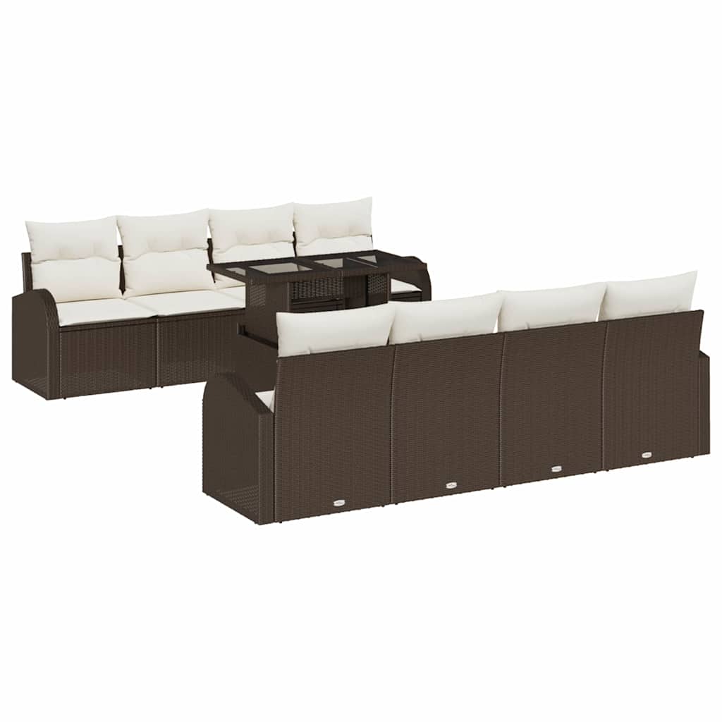 Garten-Sofa-Set mit Kissen 7 pcs Braun Poly Rattan