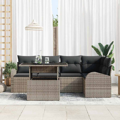 Garten-Sofa-Set mit Kissen 6 pcs Grau