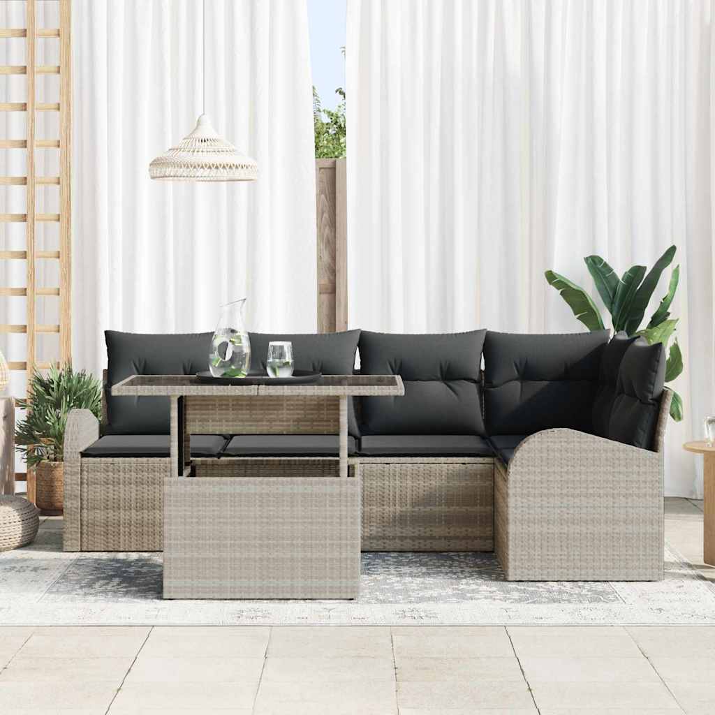 Garten-Sofa-Set mit Kissen 6 pcs Hellgrau