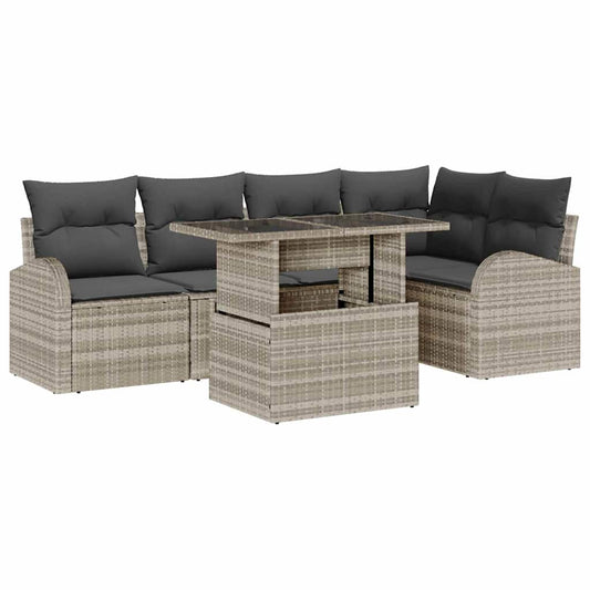Garten-Sofa-Set mit Kissen 6 pcs Hellgrau 100 x 55 x 73 cm