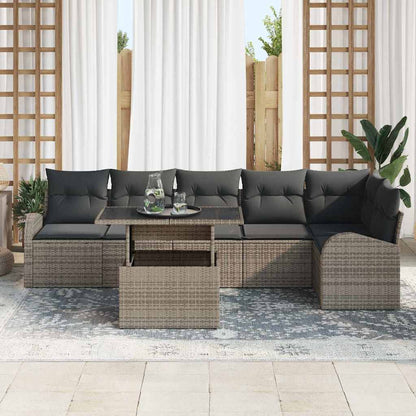 Garten-Sofa-Set mit Kissen 7 pcs Grau