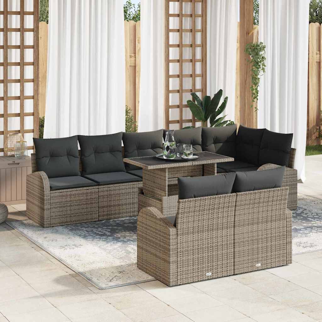 Garten-Sofa-Set mit Kissen 9 pcs Grau