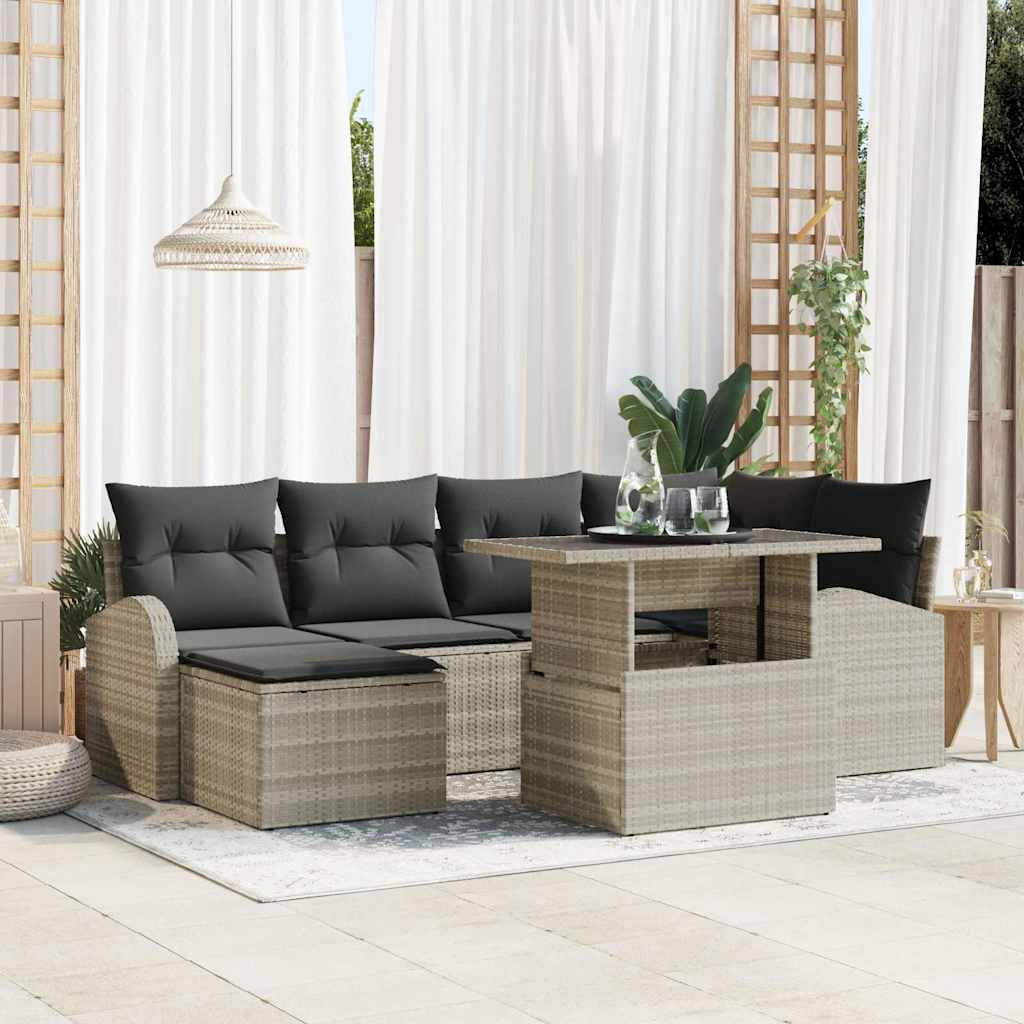 Garten-Sofa-Set mit Kissen 7 pcs Hellgrau