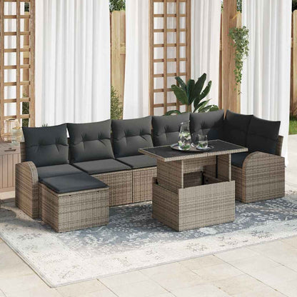 Garten-Sofa-Set mit Kissen 8 pcs Grau