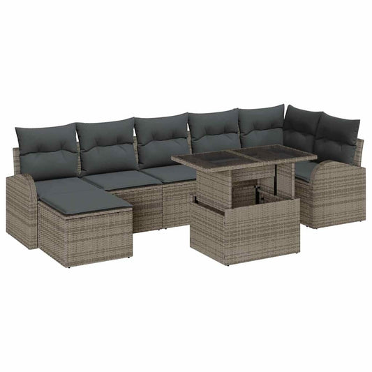 Garten-Sofa-Set mit Kissen 8 pcs Grau