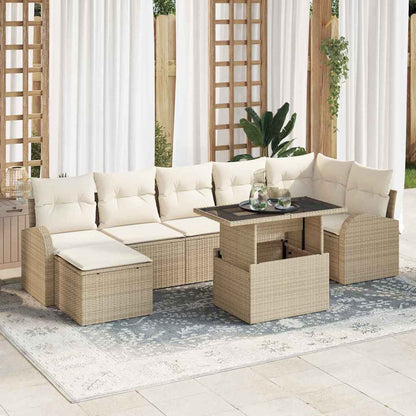 Garten-Sofa-Set mit Kissen 8 pcs Beige und Creme