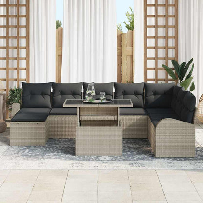 Garten-Sofa-Set mit Kissen 9 pcs Hellgrau