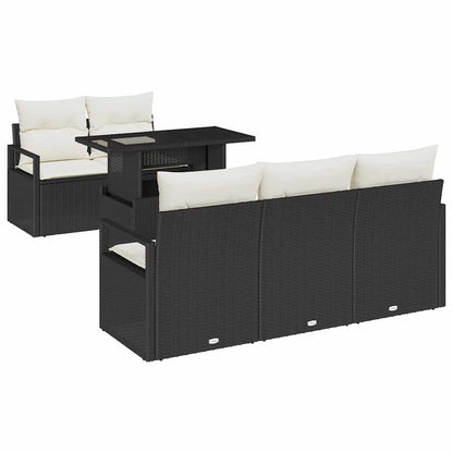Garten-Sofa-Set 6 pcs Schwarz und Creme 100 x 55 x 73 cm