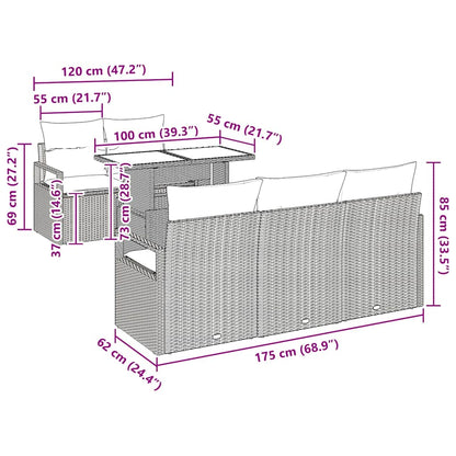 Garten-Sofa-Set 6 pcs Braun und Creme 100 x 55 x 73 cm