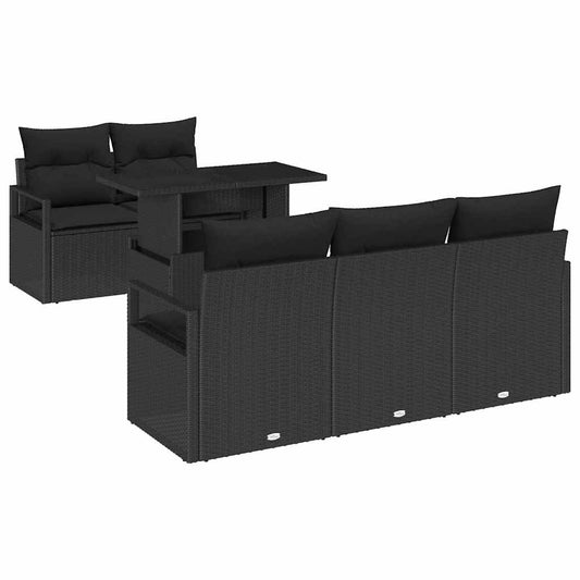 Garten-Sofa-Set mit Kissen 6 pcs Schwarz 100 x 55 x 73 cm