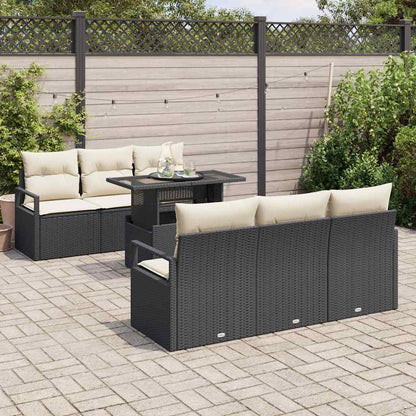 Garten-Sofa-Set 7 pcs Schwarz und Creme 100 x 55 x 73 cm