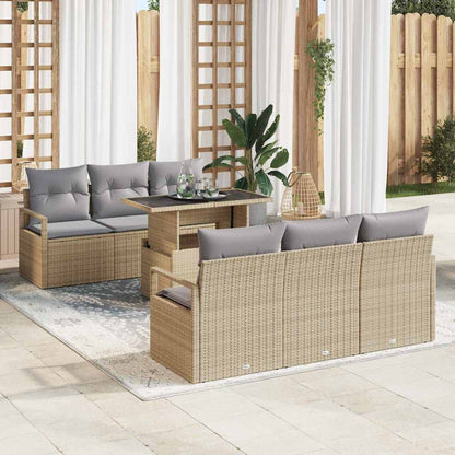Garten-Sofa-Set 7 pcs Beige und Hellgrau 100 x 55 x 73 cm