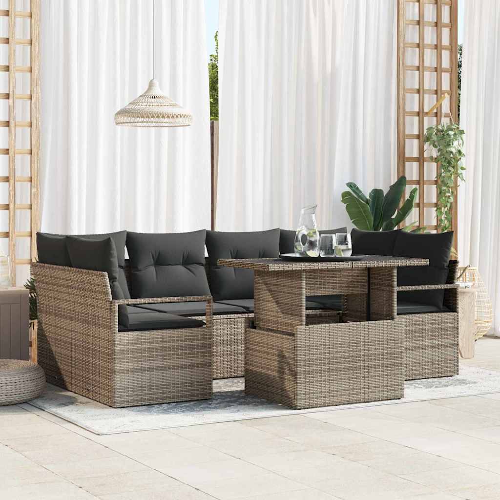 Garten-Sofa-Set mit Kissen 7 pcs Grau 100 x 55 x 73 cm