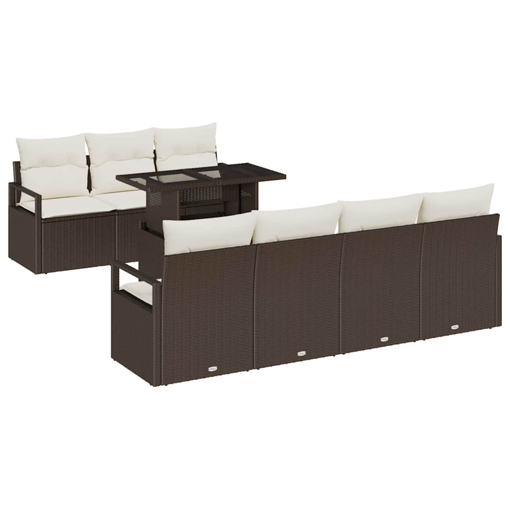 Garten-Sofa-Set 8 pcs Braun und Creme 100 x 55 x 73 cm