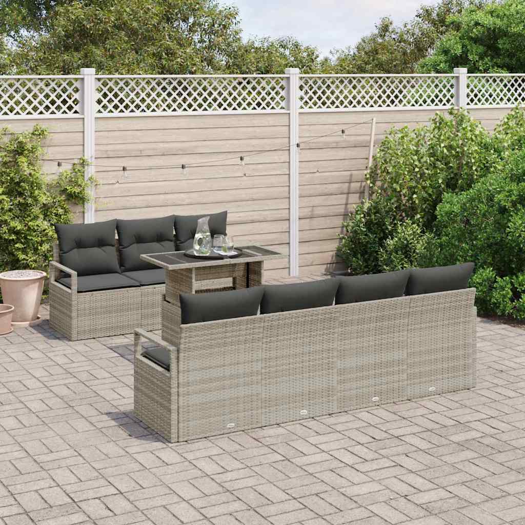 Garten-Sofa-Set mit Kissen 8 pcs Hellgrau 100 x 55 x 73 cm
