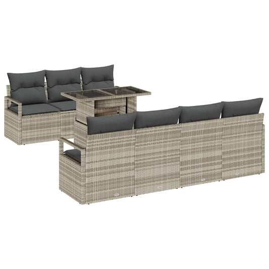 Garten-Sofa-Set mit Kissen 8 pcs Hellgrau 100 x 55 x 73 cm