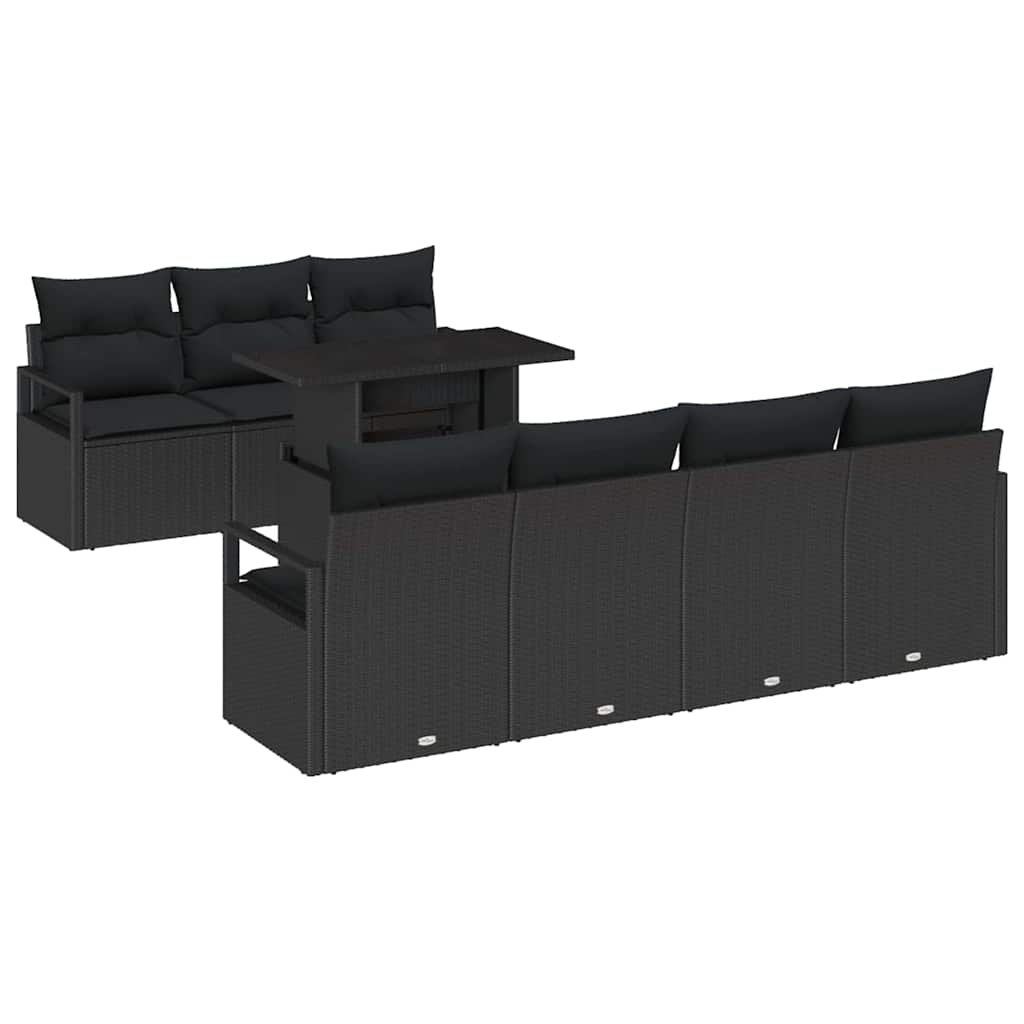 Garten-Sofa-Set mit Kissen 8 pcs Schwarz 100 x 55 x 73 cm