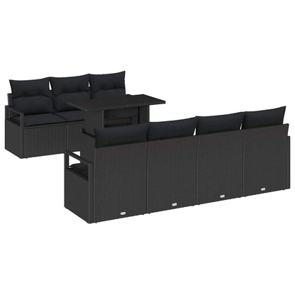 Garten-Sofa-Set mit Kissen 8 pcs Schwarz 100 x 55 x 73 cm