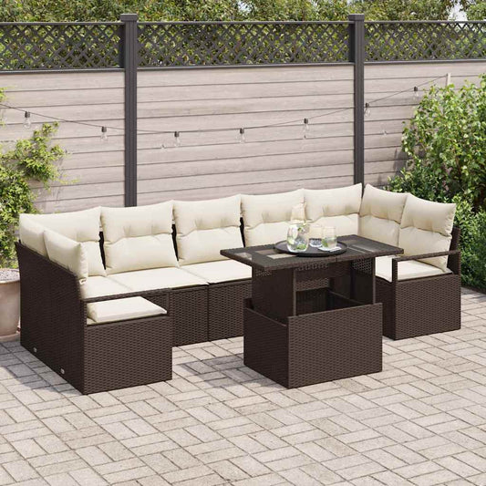 Garten-Sofa-Set 8 pcs Braun und Creme 100 x 55 x 73 cm
