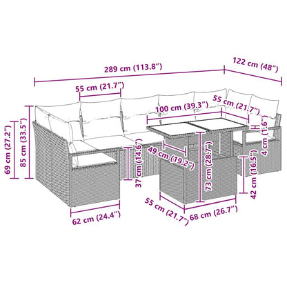 Garten-Sofa-Set 8 pcs Braun und Creme 100 x 55 x 73 cm