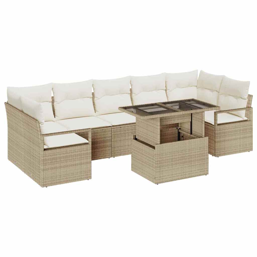 Garten-Sofa-Set mit Kissen 8 pcs Beige und Creme