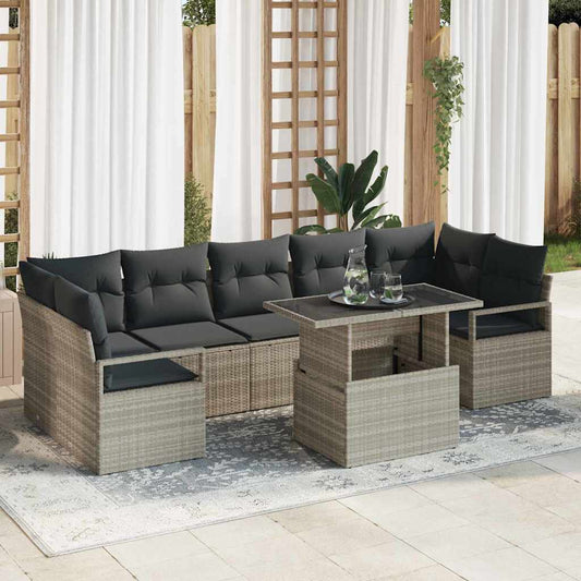 Garten-Sofa-Set mit Kissen 8 pcs Hellgrau 100 x 55 x 73 cm