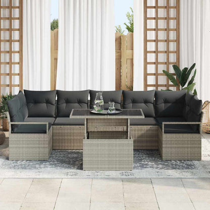 Garten-Sofa-Set mit Kissen 8 pcs Hellgrau 100 x 55 x 73 cm