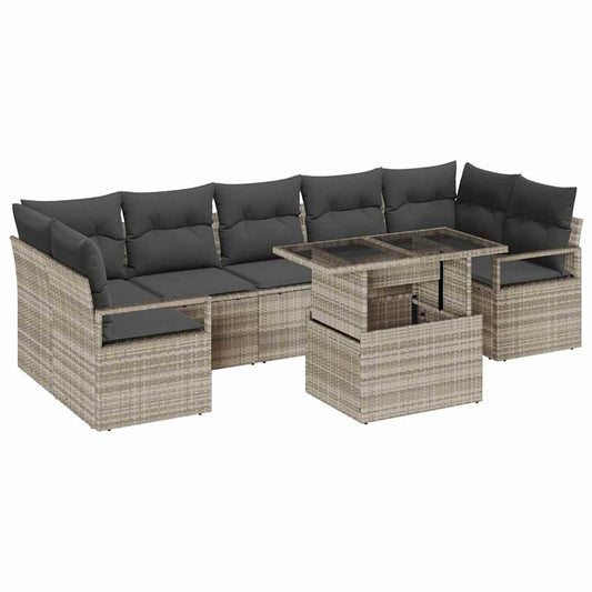 Garten-Sofa-Set mit Kissen 8 pcs Hellgrau 100 x 55 x 73 cm