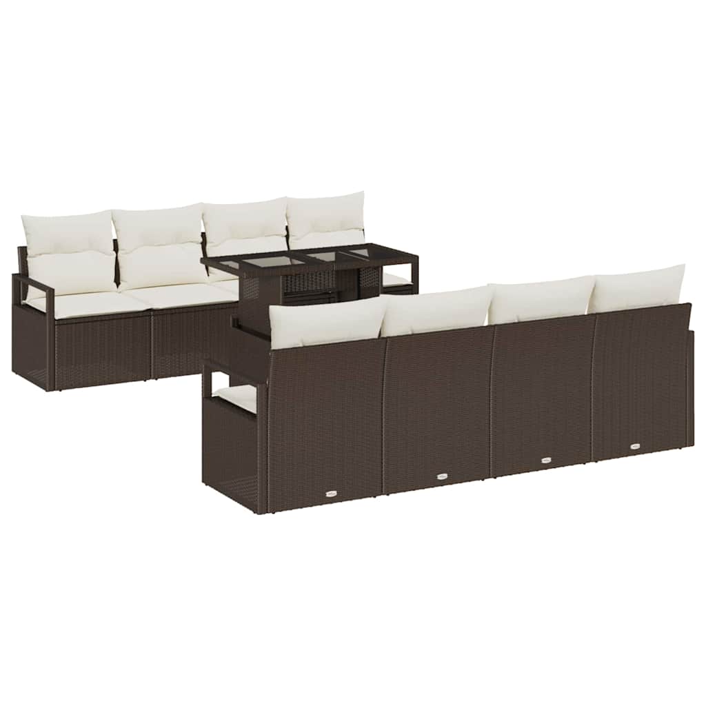 Garten-Sofa-Set mit Kissen 7 pcs Braun und Creme