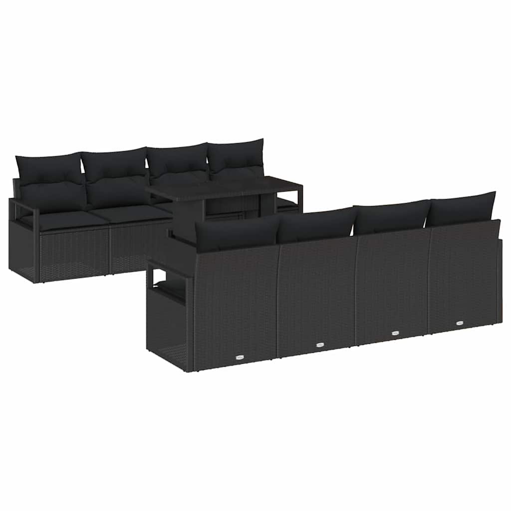Garten-Sofa-Set mit Kissen 7 pcs Schwarz 100 x 55 x 73 cm