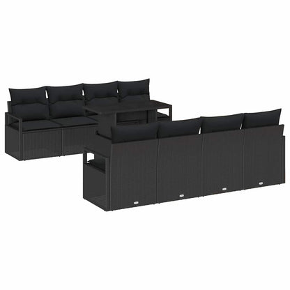 Garten-Sofa-Set mit Kissen 7 pcs Schwarz 100 x 55 x 73 cm