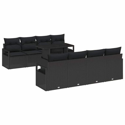 Garten-Sofa-Set mit Kissen 7 pcs Schwarz 100 x 55 x 73 cm