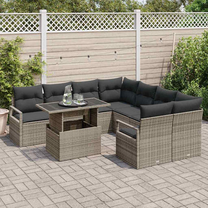 Garten-Sofa-Set mit Kissen 9 pcs Grau 100 x 55 x 73 cm