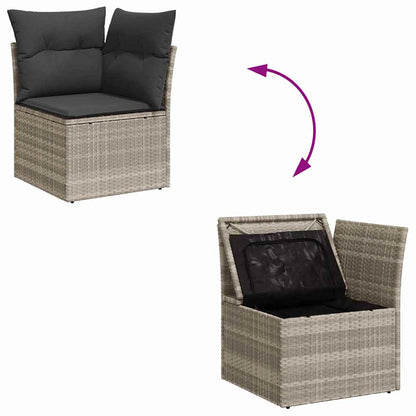 Garten-Sofa-Set mit Kissen 9 pcs Hellgrau 100 x 55 x 73 cm