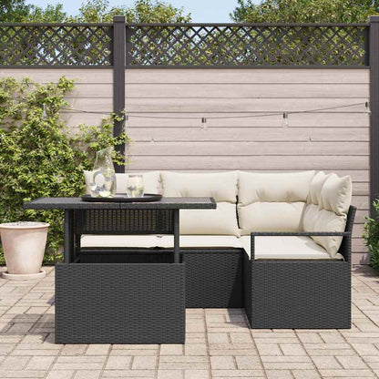 Garten-Sofa-Set 5 pcs Schwarz und Creme 100 x 55 x 73 cm