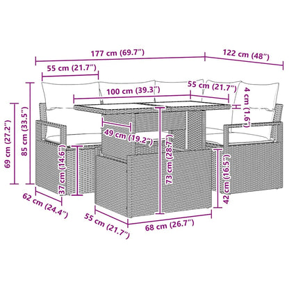Garten-Sofa-Set 5 pcs Braun und Creme 100 x 55 x 73 cm
